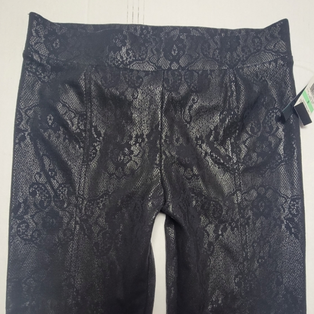 NWT! Black Lace Print Skinny Pants - Picture 2 of 12